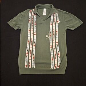 Disney Matterhorn Knit Polo Sweater Nordic Johnny Collar Alpine Mens Medium